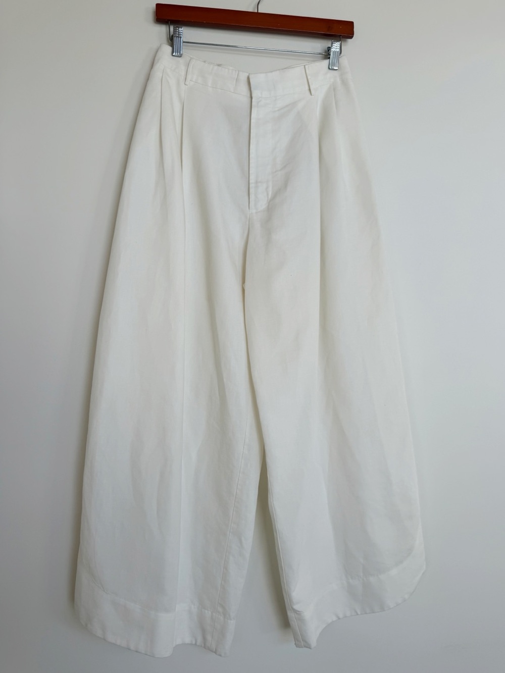 G. Label by GOOP White Cotton Linen Wide Leg Trousers Size 4